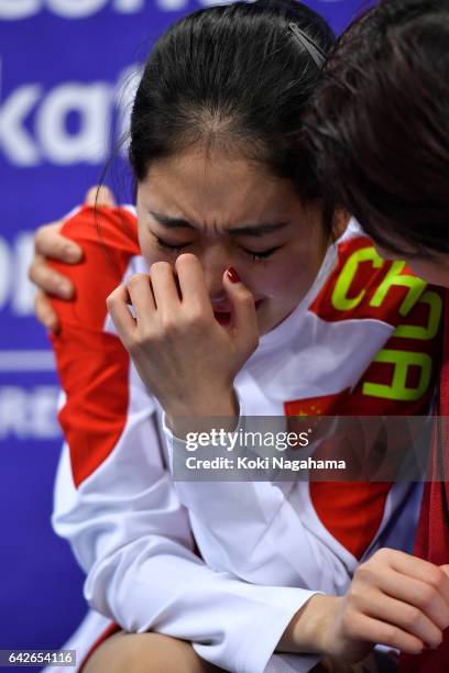 Zijun Li of China cries at the kiss and cry after the Ladies Free Skating during ISU Four Continents Figure Skating Championships - Gangneung -Test...