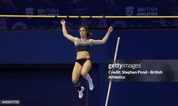 Katerina Stefanidi of Greece in the womens pole vault during the Muller Indoor Grand Prix 2017 at the Barclaycard Arena on February 18, 2017 in...