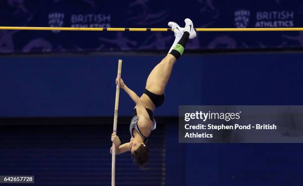Katerina Stefanidi of Greece in the womens pole vault during the Muller Indoor Grand Prix 2017 at the Barclaycard Arena on February 18, 2017 in...