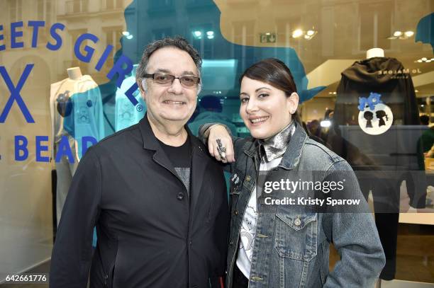 Stacy Igel poses with her father during the Boy Meets Girl x Care Bears Collection at Colette on February 14, 2017 in Paris, France.