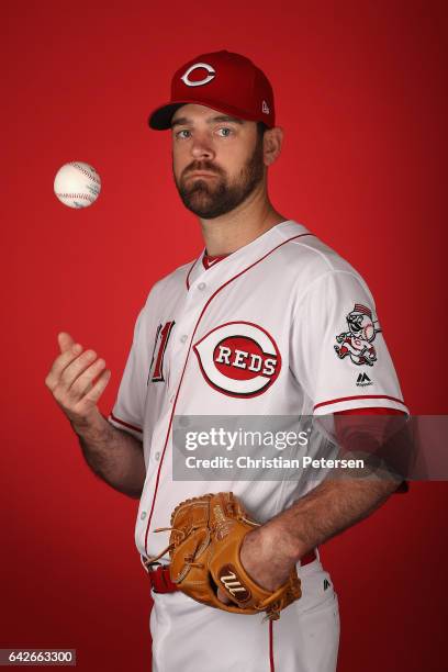 Pitcher Louis Coleman of the Cincinnati Reds poses for a portait during a MLB photo day at Goodyear Ballpark on February 18, 2017 in Goodyear,...