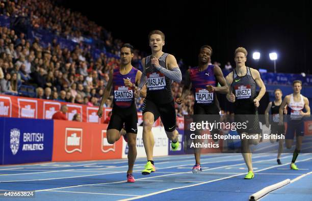 Pavel Maslak of Czech Republic in the mens 400m during the Muller Indoor Grand Prix 2017 at the Barclaycard Arena on February 18, 2017 in Birmingham,...