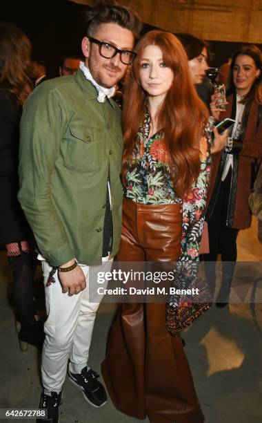 Henry Holland and Nicola Roberts pose backstage at the House of Holland show during the London Fashion Week February 2017 collections on February 18,...