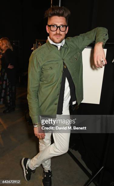 Henry Holland poses backstage at the House of Holland show during the London Fashion Week February 2017 collections on February 18, 2017 in London,...