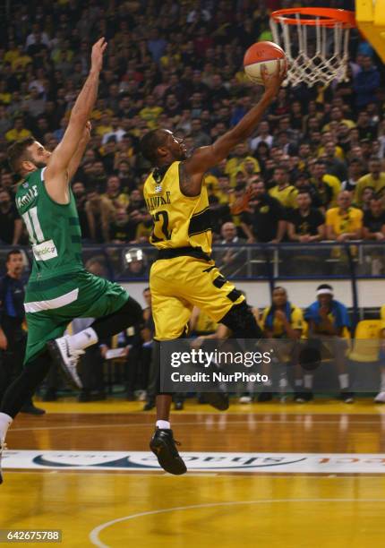 Action during Greek Basketball Cup Final match between Aris vs Panathinaikos in Thessaloniki, Greece on February 18, 2017