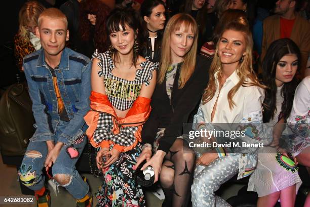 Kyle De'Volle, Betty Bachz, Jade Parfitt, Maryna Linchuk and Molly Moorish attend the House of Holland show during the London Fashion Week February...