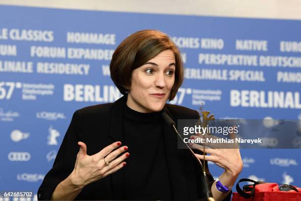 Director Carla Simon, winner of the the International Jury Generation Kplus, attends the award winners press conference during the 67th Berlinale...