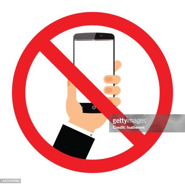 illustrations, cliparts, dessins animés et icônes de vector qu'aucun mobile ne téléphones signe isolé sur fond blanc - interdiction