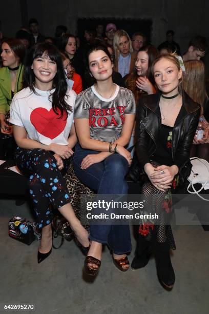 Daisy Lowe, Pixie Geldof and Clara Paget attends the House Of Holland show during the London Fashion Week February 2017 collections on February 18,...