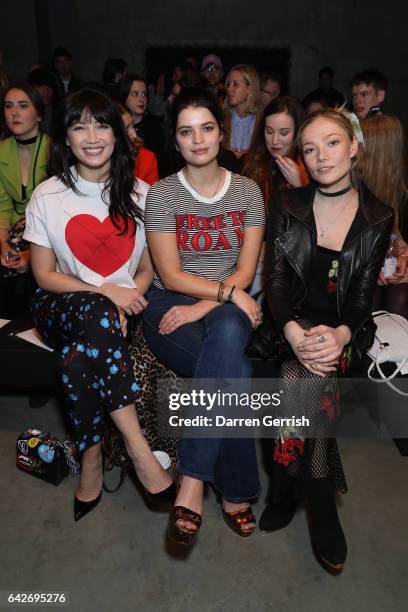 Daisy Lowe, Pixie Geldof and Clara Paget attends the House Of Holland show during the London Fashion Week February 2017 collections on February 18,...