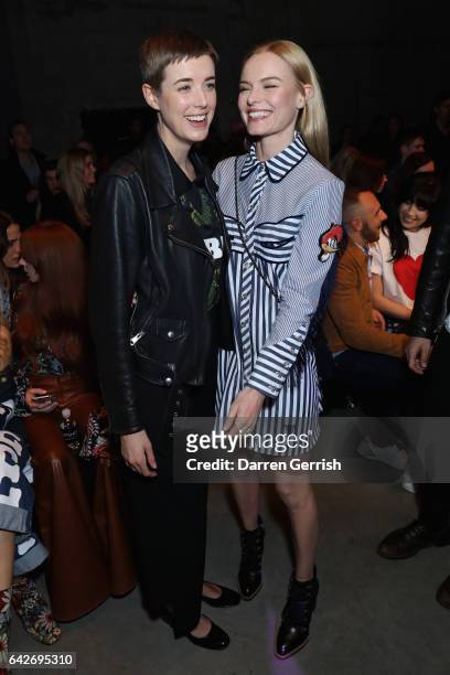 Agyness Deyn and Kate Bosworth attend the House Of Holland show during the London Fashion Week February 2017 collections on February 18, 2017 in...