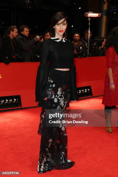 Kim Riedle arrives for the closing ceremony of the 67th Berlinale International Film Festival Berlin at Berlinale Palace on February 18, 2017 in...