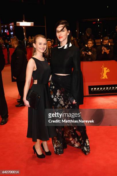 Leonie Wesselow and Kim Riedle arrive for the closing ceremony of the 67th Berlinale International Film Festival Berlin at Berlinale Palace on...