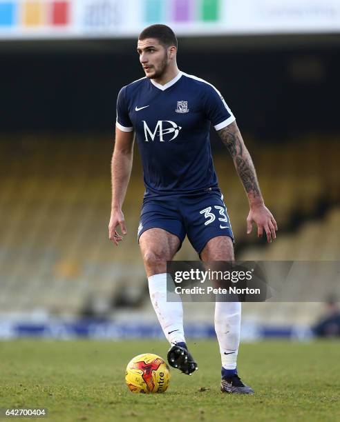 Ryan Inniss of Southend United in action during the Sky Bet League One match between Southend United and Northampton Town at Roots Hall on February...