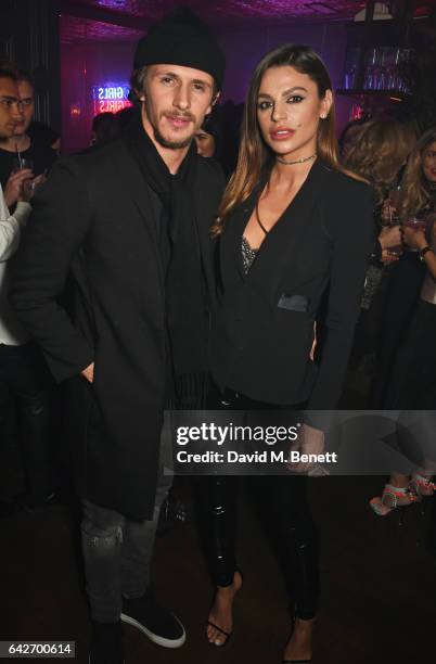 Jake Hall and Misse Beqiri attend the Joshua Kane show during the London Fashion Week February 2017 collections at the London Palladium on February...