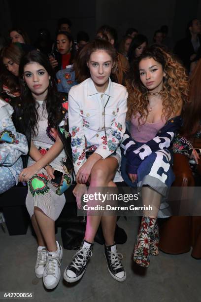 Molly Moorish, Charlotte Wiggins and Molly Moorish attend the House Of Holland show during the London Fashion Week February 2017 collections on...