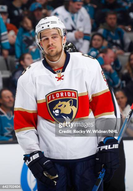 Alex Petrovic of the Florida Panthers skates against the San Jose Sharks at SAP Center on February 15, 2017 in San Jose, California.