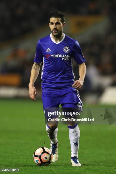 Cesc Fabregas of Chelsea in action during the Emirates FA Cup Fifth Round match between Wolverhampton Wanderers and Chelsea at Molineux on February...