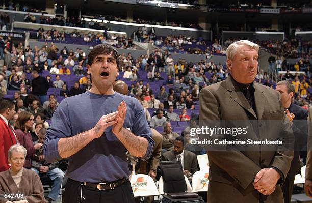 Head coach Don Nelson and Owner Mark Cuban of the Dallas Mavericks watch from the sidelines during the NBA game against the Los Angeles Lakers at the...