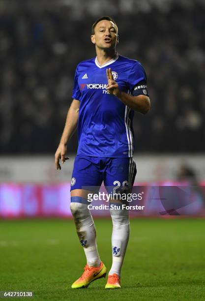 Chelsea player John Terry reacts during The Emirates FA Cup Fifth Round match between Wolverhampton Wanderers and Chelsea at Molineux on February 18,...