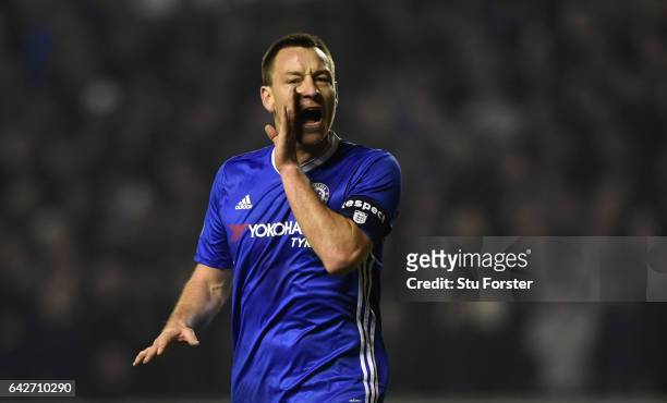 Chelsea player John Terry reacts during The Emirates FA Cup Fifth Round match between Wolverhampton Wanderers and Chelsea at Molineux on February 18,...