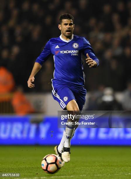 Chelsea striker Diego Costa in action during The Emirates FA Cup Fifth Round match between Wolverhampton Wanderers and Chelsea at Molineux on...