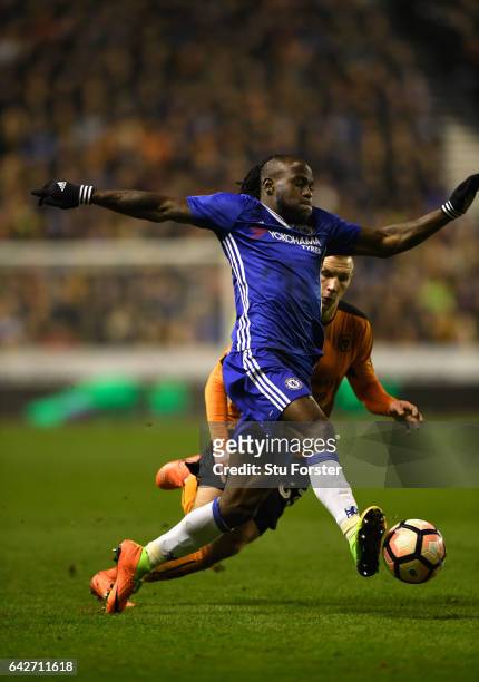 Chelsea player Victor Moses in action during The Emirates FA Cup Fifth Round match between Wolverhampton Wanderers and Chelsea at Molineux on...