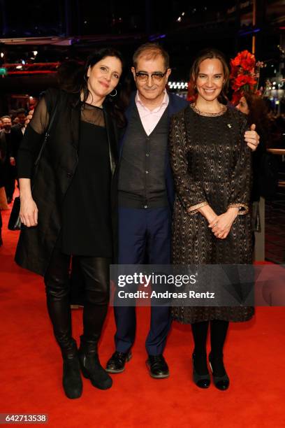 Glashuette Original Documentary jury members Laura Poitras, Samir and Daniela Michel arrive for the closing ceremony of the 67th Berlinale...