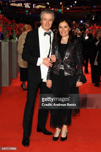 Of Glashuette Original Thomas Meier and his wife arrive for the closing ceremony of the 67th Berlinale International Film Festival Berlin at...