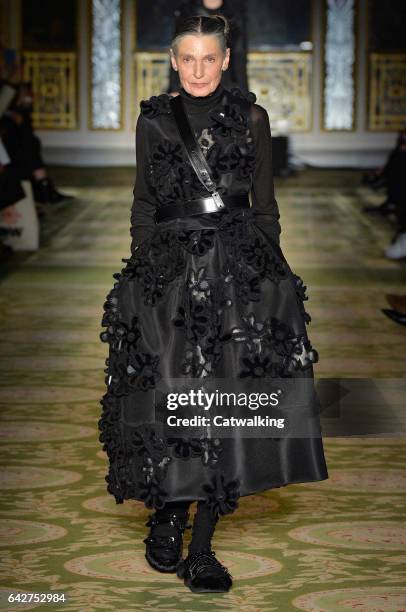 Model walks the runway at the Simone Rocha Autumn Winter 2017 fashion show during London Fashion Week on February 18, 2017 in London, United Kingdom.