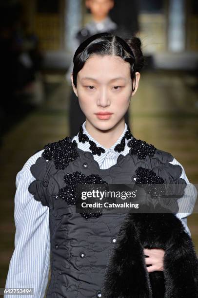 Model walks the runway at the Simone Rocha Autumn Winter 2017 fashion show during London Fashion Week on February 18, 2017 in London, United Kingdom.