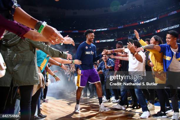 Nick Young of the Los Angeles Lakers during the JBL Three-Point Contest during State Farm All-Star Saturday Night as part of the 2017 NBA All-Star...