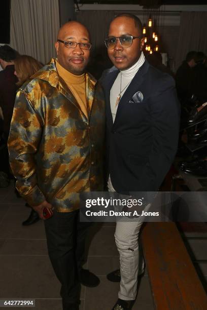 Andre Von Boozier and guest attends the Von Boozier launch at the Refinery Hotel on February 17, 2017 in New York City.