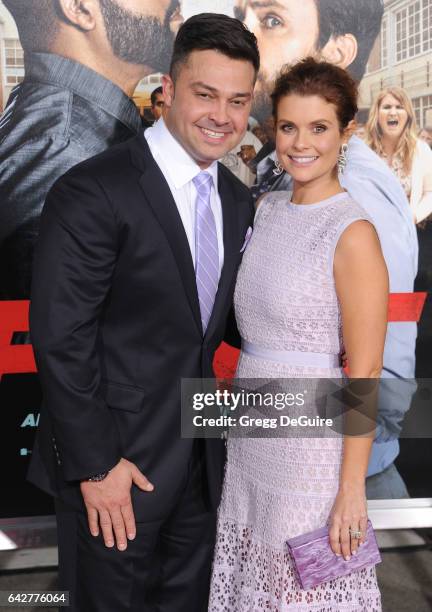 Actress JoAnna Garcia Swisher and husband Nick Swisher arrive at the premiere of Warner Bros. Pictures' "Fist Fight" at Regency Village Theatre on...
