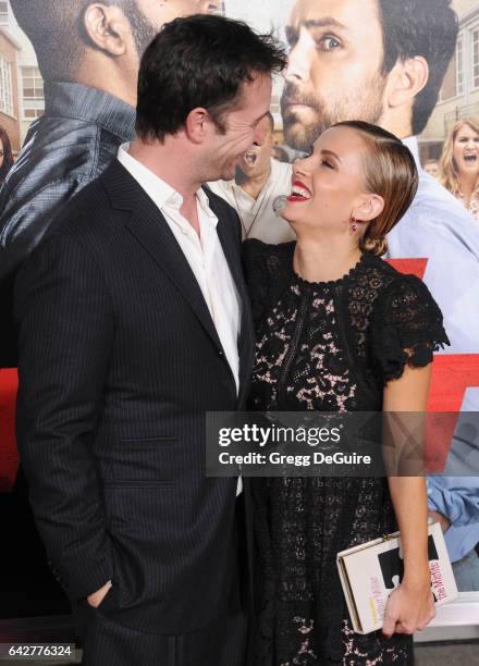 Actor Noah Wyle and Sara Wells arrive at the premiere of Warner Bros. Pictures' "Fist Fight" at Regency Village Theatre on February 13, 2017 in...