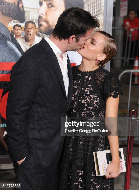 Actor Noah Wyle and Sara Wells arrive at the premiere of Warner Bros. Pictures' "Fist Fight" at Regency Village Theatre on February 13, 2017 in...