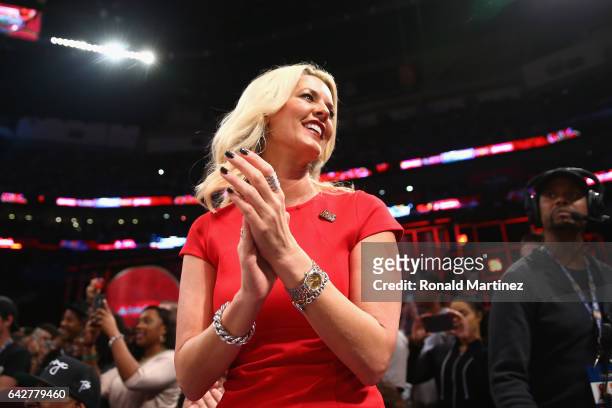 Stacy Sager attends the 2017 JBL Three-Point Contest at Smoothie King Center on February 18, 2017 in New Orleans, Louisiana. NOTE TO USER: User...