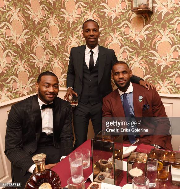 John Wall, CEO of Klutch Sports Group Rich Paul and LeBron James attend the Rémy Martin and Klutch Sports Group toast their All Stars event on...