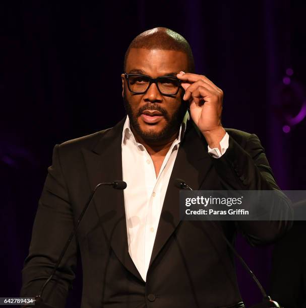 Director Tyler Perry onstage at Morehouse College 150th Anniversary: 29th Annual "A Candle In The Dark" Gala at The Hyatt Regency Atlanta on February...