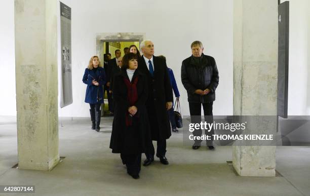 Vice President Michael Richard Pence , his wife Karen Pence and his daughter Charlotte Pence visit the Dachau Concentration Camp Memorial Site at the...