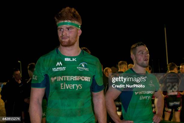 Sean O'Brien and John Cooney of Connacht pictured after the Guinness PRO12 match between Connacht Rugby and Newport Gwent Dragons at the Sportsground...