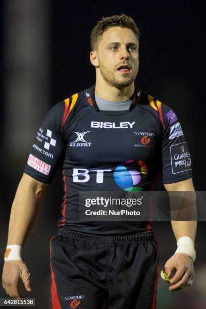 Dorian Jones of Dragons pictured during the Guinness PRO12 match between Connacht Rugby and Newport Gwent Dragons at the Sportsground in Galway,...