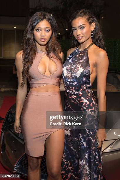 Swimsuit models Danielle Herrington and Kelly Gale attend the VIBES by Sports Illustrated Swimsuit 2017 launch festival on February 18, 2017 in...