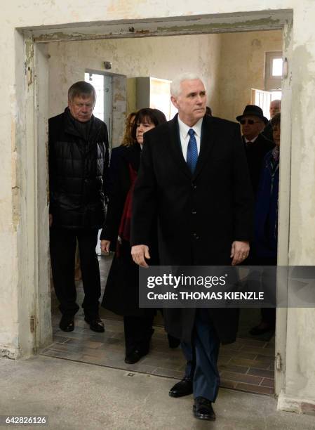 Vice President Michael Richard Pence and his wife Karen Pence visit the Dachau Concentration Camp Memorial Site at the former Nazi concentration camp...