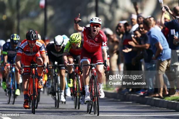 Alexander Kristoff of Norway and Team Katusha Alpecin celebrates winning stage six of the 8th Tour of Oman, a 130.5km road stage from The Wave Muscat...