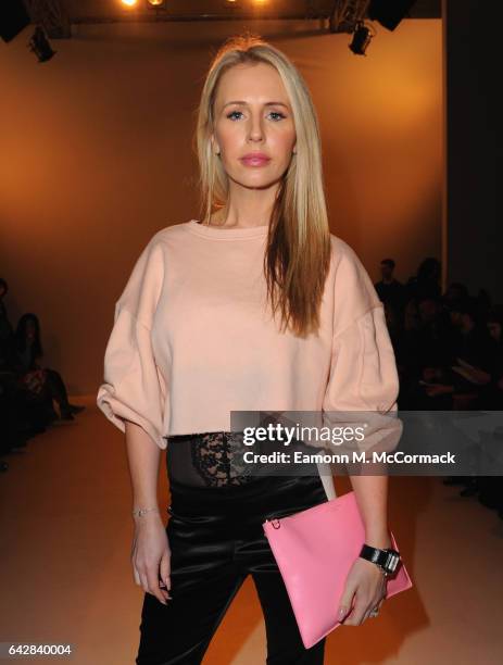 Presenter Naomi Isted attends the Apu Jan show during the London Fashion Week February 2017 collections on February 19, 2017 in London, England.