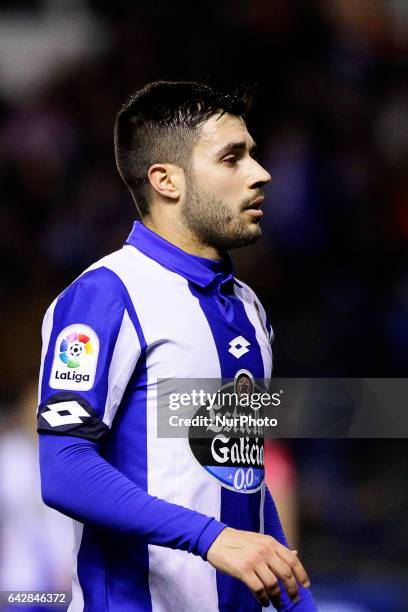 Carles Gil midfielder of Deportivo de La Coruña during the La Liga Santander match between Deportivo de La Coruña and Deportivo Alaves at Riazor...