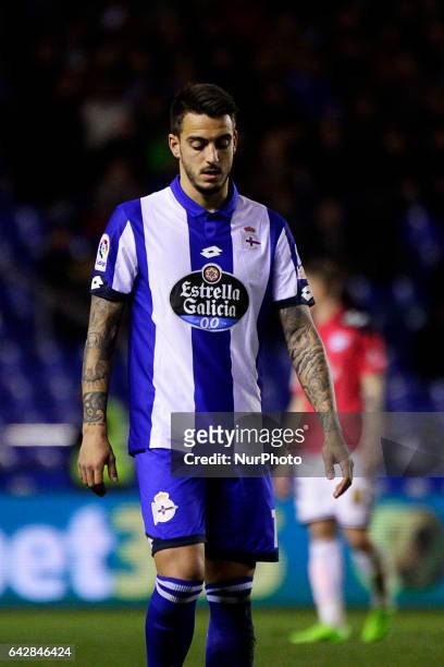 Jose Luis Mato &quot;Joselu&quot; forward of Deportivo de La Coruña looks on dejected during the La Liga Santander match between Deportivo de La...