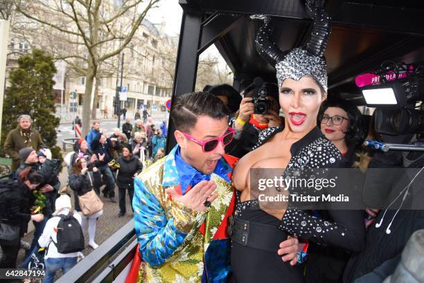 Rocco Stark and Micaela Schaefer attend the Berlin Carnival Parade on February 19, 2017 in Berlin, Germany.