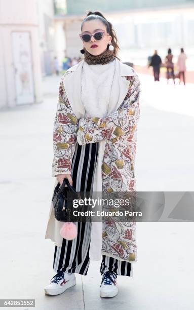 Paula wears a vintage jacket, Forever21 trousers, H&M shirt, Zara handbag and Zara shoes during the Mercedes Benz Fashion Week Autumn / Winter 2017...